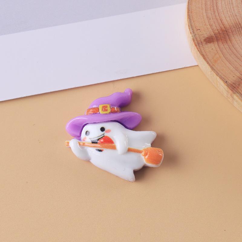 

Украшения из смолы на Хэллоуин, сделанные вручную, полукруглые: Нашивки с тыквой, черепом и привидением