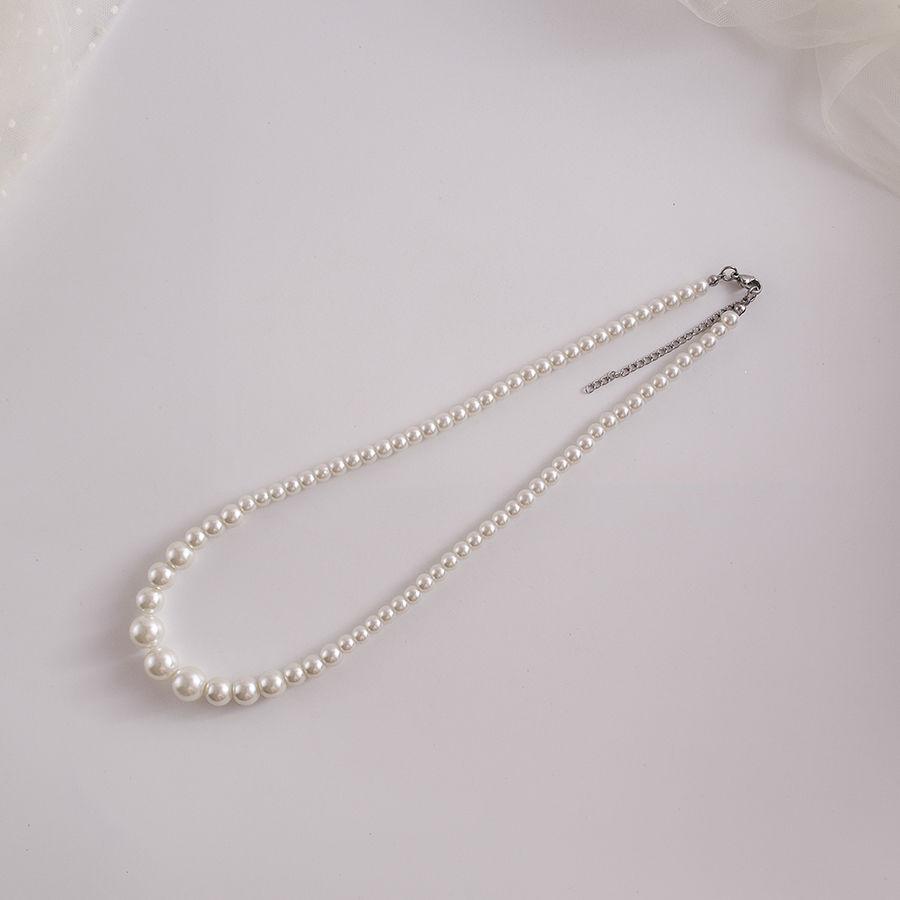 Xiaoxiangfeng classic imitation pearl necklace, simple and versatile gradual change in size round bead chain, temperament cheongsam with jewelry women