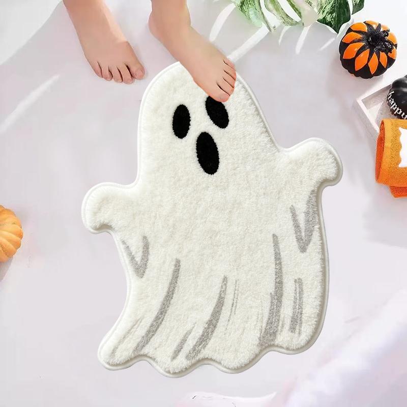 Halloween Boo Ghost Pumpkin Witch Hat Shaped Rug Soft Non Slip Bathroom Floor Mat Holiday Home Decor