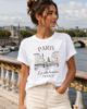Elegant Unisex's Shirt with Paris Print T-shirt for Spring and Summer Casual Round Neck Top Fashionable Unisex's Cotton T-shirt