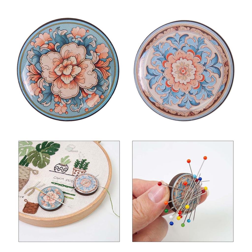 Wood Needle Minders Magnetic Needle Minders Needle Nanny Sewing Needle Holders Magnetic Pin Cushion for Embroidery