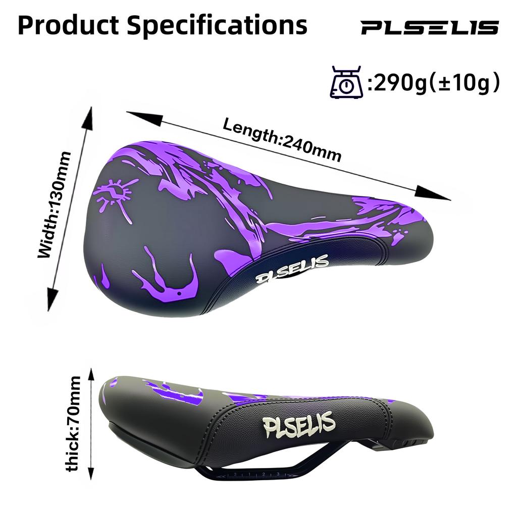 PLSELIS MTB Fietszadel, PU Leer Oppervlak, Nylon Basis, Zachte Spons Vulling. 290g Lichtgewicht, Comfortabel voor Lange Ritten.