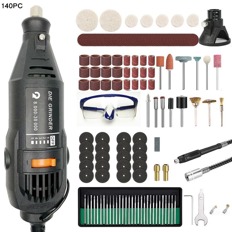 Speed Control Mini Electric Grinder Micro Rotary Grinder 130W Handheld Grinder DIY High Power Portable Electric Drill Set EU Plug