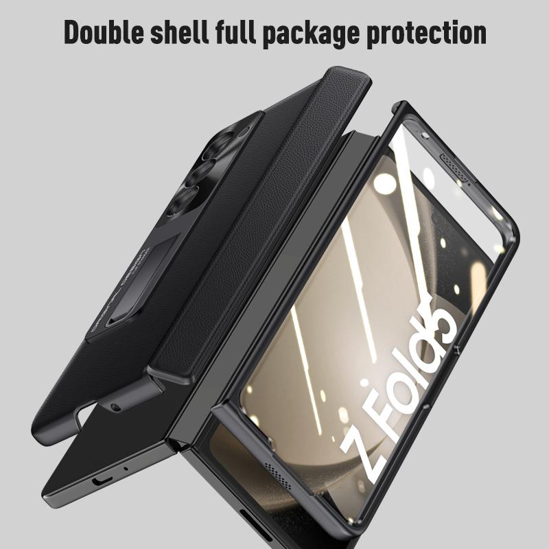 Bracket Case for Samsung Galaxy Z Fold 6 5 4 Fold 5 Front Screen with Film Protection Shockproof Fashion Hinge Skin Feel Cover