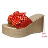 Fashion Bowknot Decor Chunky Platform Sandals Women Fashion Plaid Pattern Wedge Heel Sandals Woman Summer Thick Bottom Beach Slippers