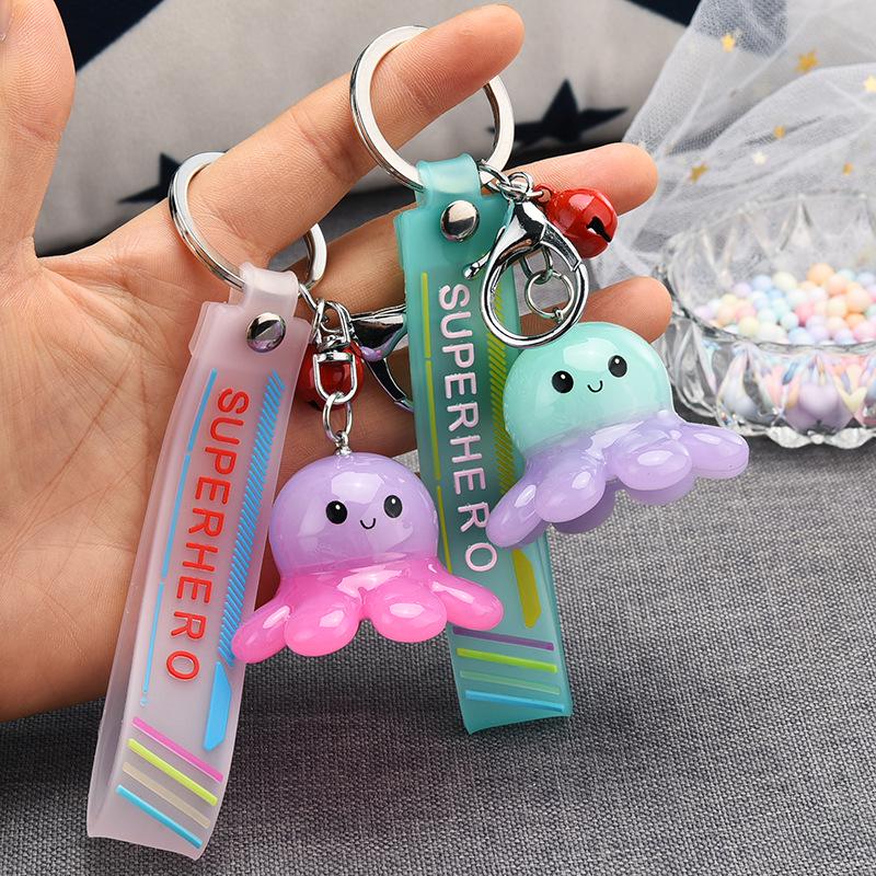 Glowende Octopus Sleutelhanger – Creatieve Acryl Cartoon Hanger voor Koppels