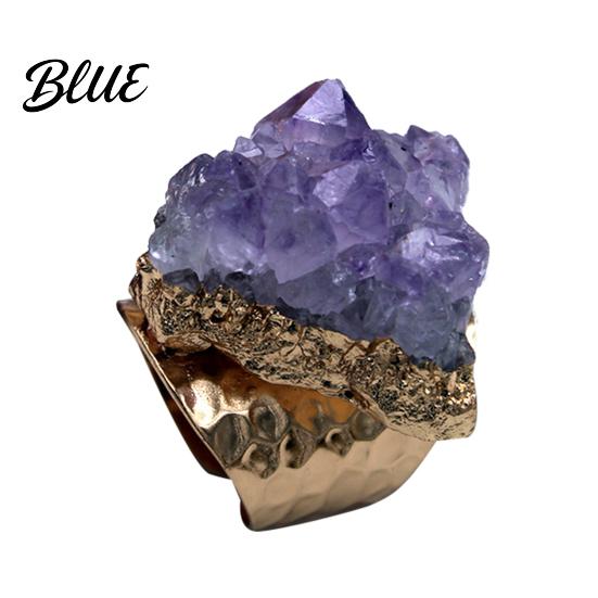 Retro Verstellbarer Offener Band Natürlicher Amethyst Fingerring Schmuckzubehör