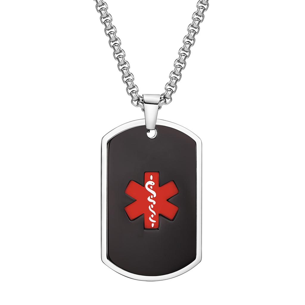 Vnox Naszyjnik ID Ostrzeżenia Medycznego dla Mężczyzn Kobiet, Antyalergiczny Ze Stali Nierdzewnej Wisiorek z Nieśmiertelnikiem, Prezent na Dzień Ojca, Urodziny