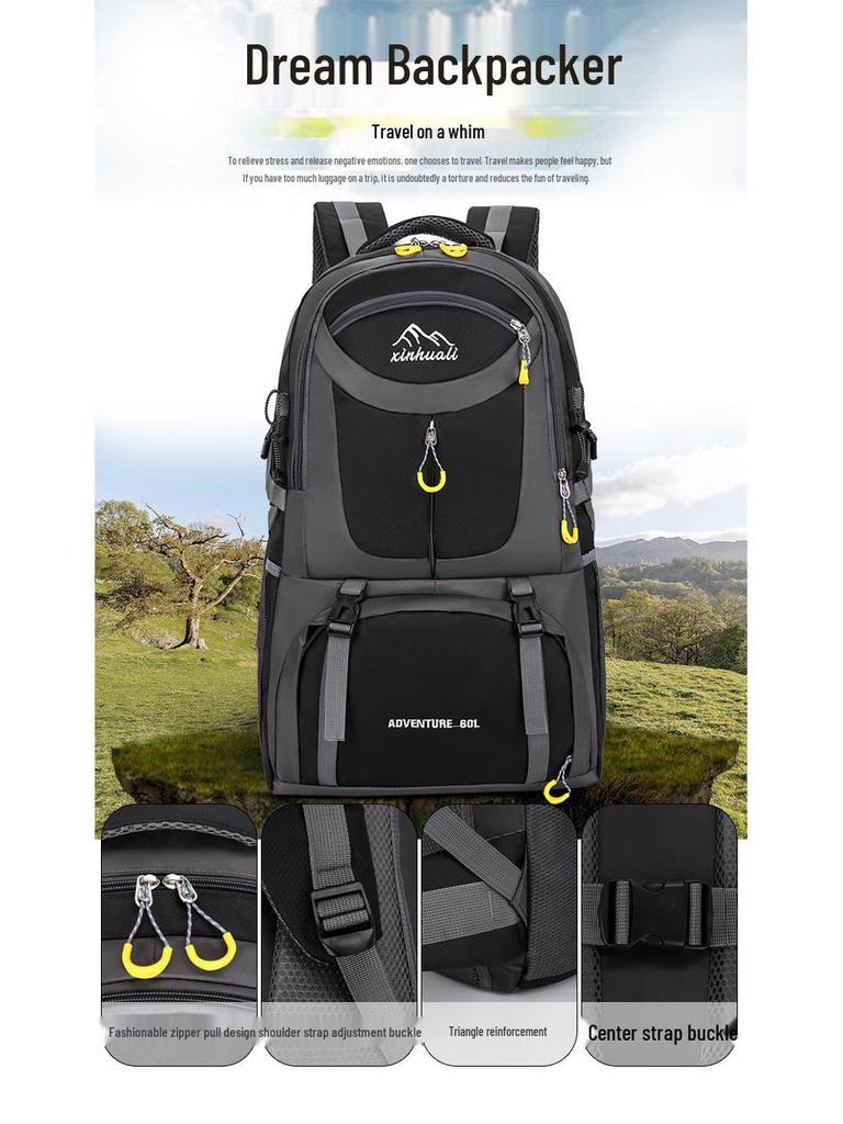 Men's and Women's 60L Large Capacity Outdoor Hiking & Travel Backpack - Lightweight, Fashionable, and Casual Sports Bag