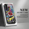 Art graffiti tempered glass phone case suitable for Samsung Galaxy S26 S25 S24 S23 S22 S20 FE/Ultra/Plus anti drop back cover