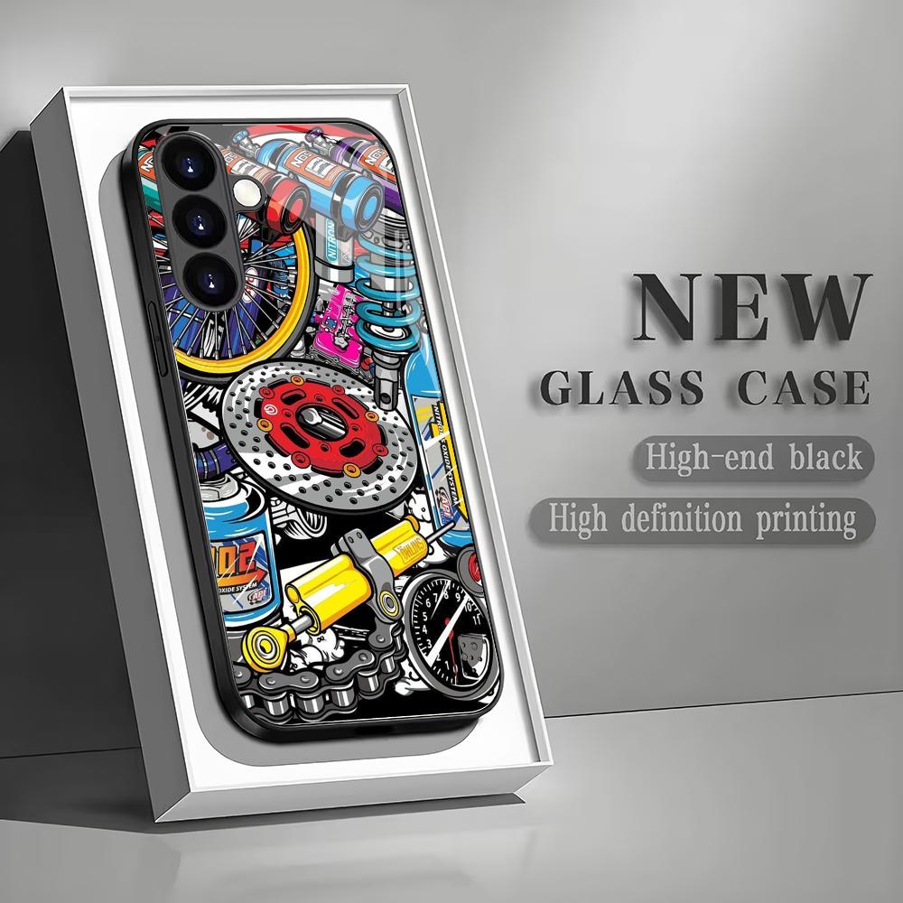 Art graffiti tempered glass phone case suitable for Samsung Galaxy S26 S25 S24 S23 S22 S20 FE/Ultra/Plus anti drop back cover