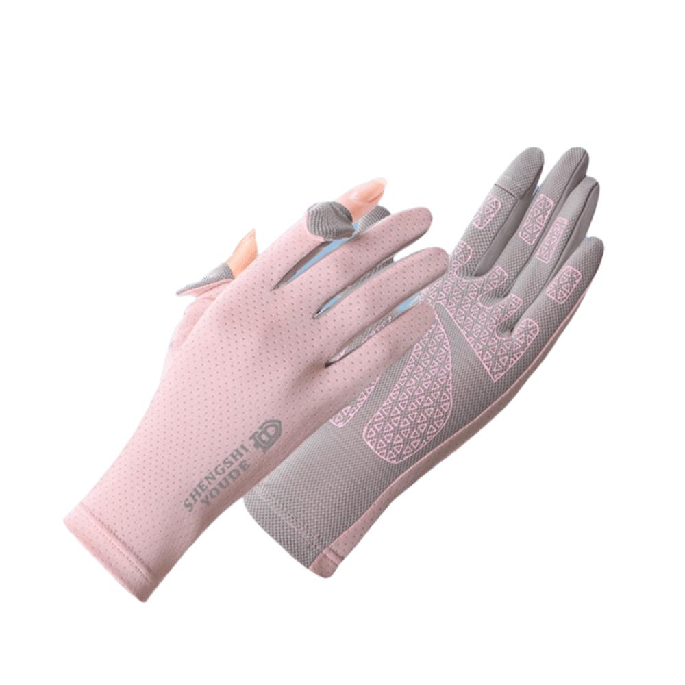Thin Sunscreen Cycling Gloves Slip Resistant Breathable Mesh Sun Protection Gloves Summer Women s Style розовый