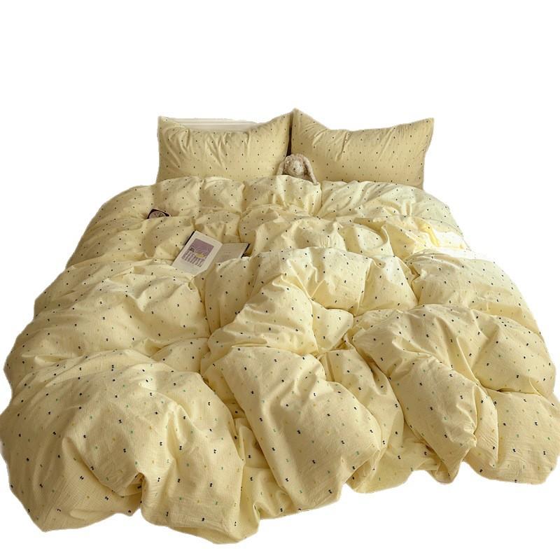 Cotton Polished Bed, Cotton Yarn-Dyed Cut Flower Bedding, Quilt Cover, Bed Sheet, Dormitory, Bed Hat