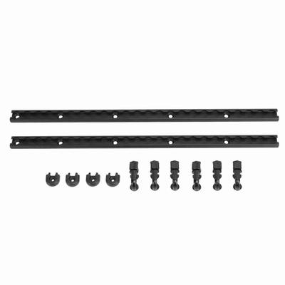 Système d'arrimage sur rail en L de 60 cm avec 6 fixations à double goujon en aluminium anodisé noir pour plateformes de camions