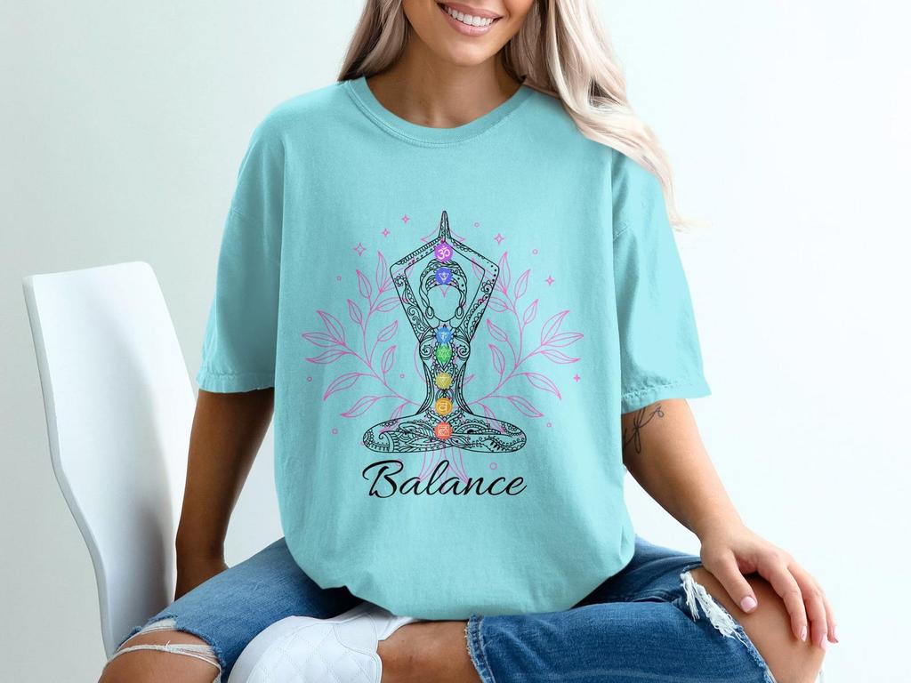 Chakra Balance Yoga T-Shirt: Achtsamkeits-Meditations-T-Shirt, Spirituelles Yogi Wellness-Shirt