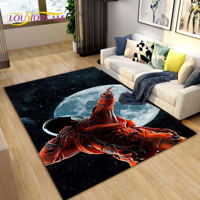 3D Astronaut Space Cartoon Area Rug,Carpet Rug for Living Room Children's Bedroom Sofa Doormat Decoration,Kid Non-slip Floor Mat