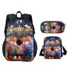 Set 3 Pezzi Wings of Fire Zaino Astuccio Borsa a Spalla Grande Capacità Stampa Cartoni Animati Ragazzi e Ragazze Scuola Primaria Stile Trendy