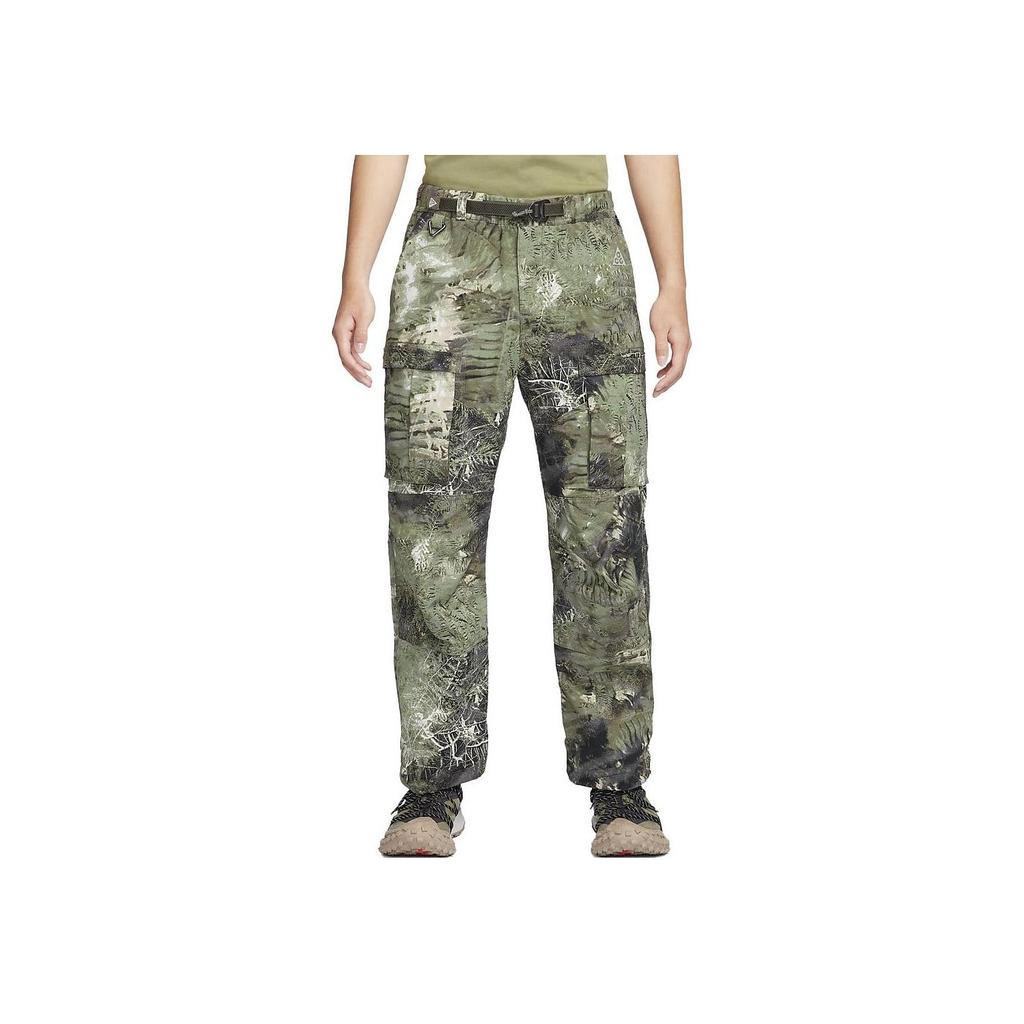 Nike Acg Smith Summit Cargo Print Pants With Multiple Pockets Men Bottoms Olive-Green FB8200-386