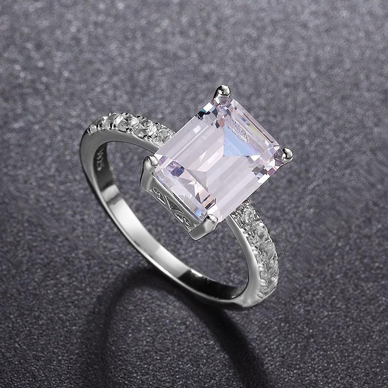 4CT 8*10MM Bagues Zircon/moissanite Coupe Émeraude pour Femmes Alliance Classique Bijou Cadeau Argent Sterling 925 Original