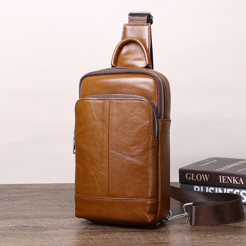 

Мужская сумка-кроссбоди из натуральной кожи - Повседневный ретро-стиль, уличный рюкзак коричневый