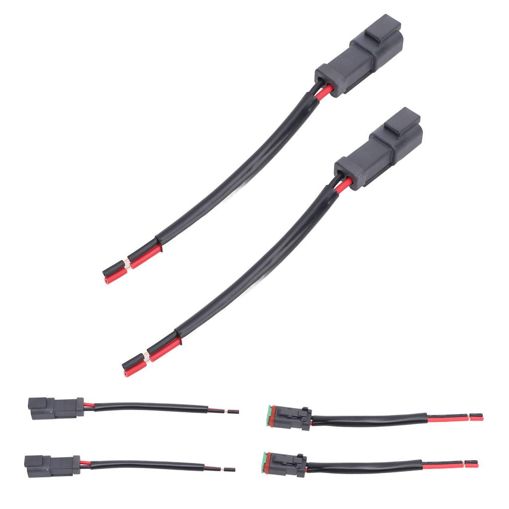 1 Pair 2 Pin DT Connectors Rubber Copper Waterproofing DT Electrical Wire Connector Wiring Harness for Car Boats LED Work Lights