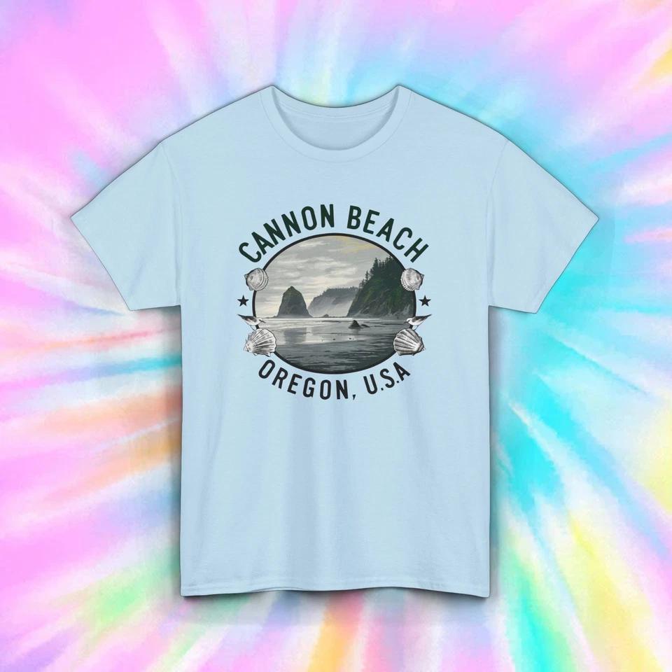 Cannon Beach Oregon T-Shirt | Coastal Scene Graphic Tee | Travel Souvenir 4 S