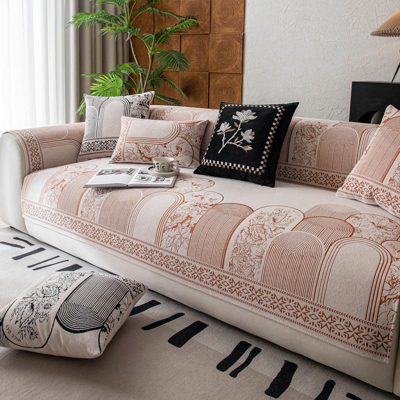 

Modern Mnimalist And Luxurious Chenille Sofa Cushion Four Season Universal Anti Slip Dustproof Drt Resistant Sofa Cover Cloth 70x70cm 1pcs оранжевый