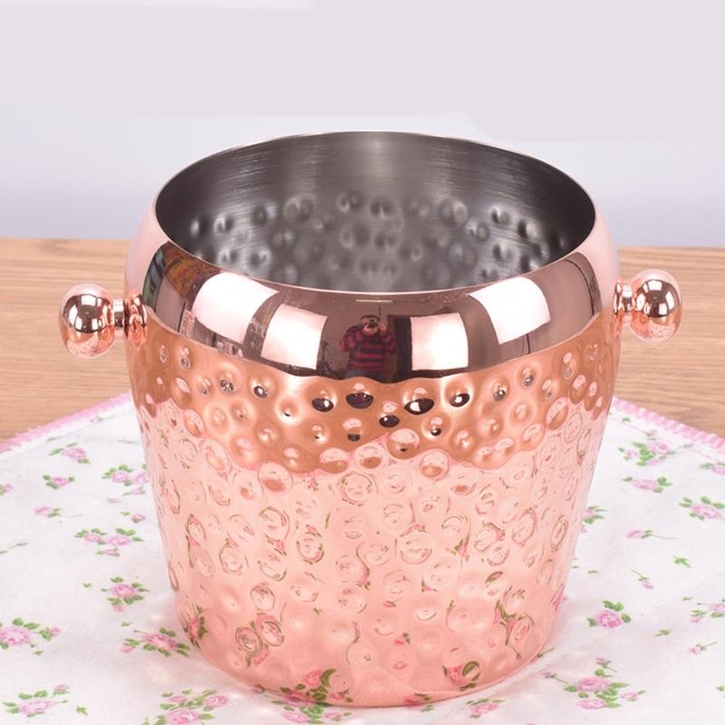 Wide Mouth Wine Bucket Beverage Tub Hammer Pattern Stainsless Steels Ice Buckets Drinkware for Parities, Gathering