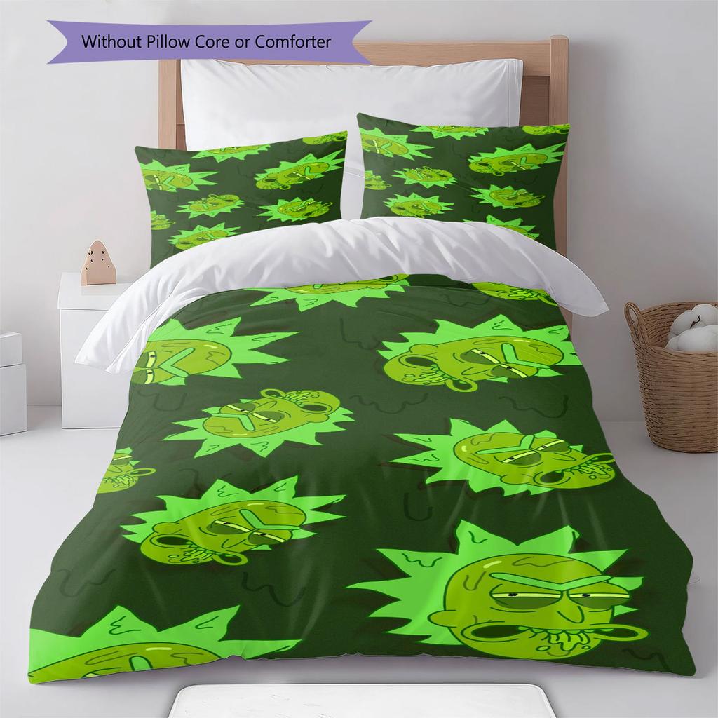 Super soft Ricky and Morty 3-piece bedding set - 1 duvet cover, 2 pillowcases, skin-friendly and comfortable(Without Core)