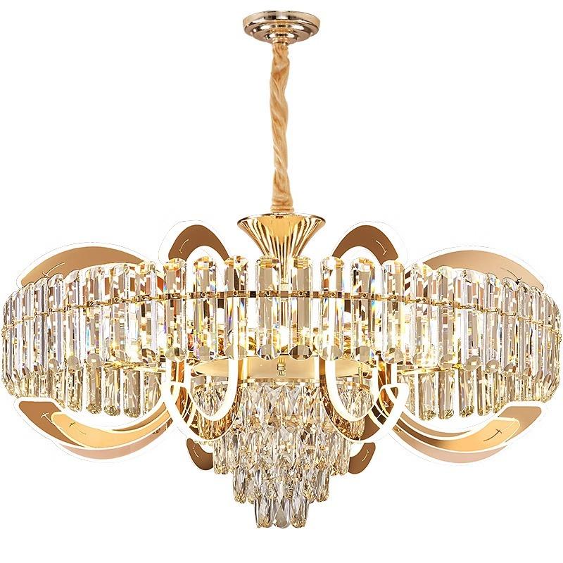 Crystal Pendant Light, High-end and Atmospheric Villa Living Room Dining Room Pendant Light Hall Main Light