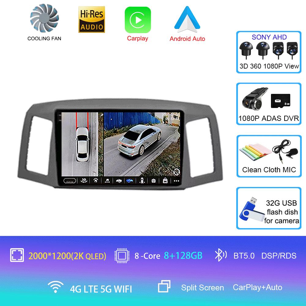Android 14 Car Radio For JEEP Grand Cherokee 2004-2007 Car Radio Multimedia Video Player Navigation GPS Stereo wireless Carplay