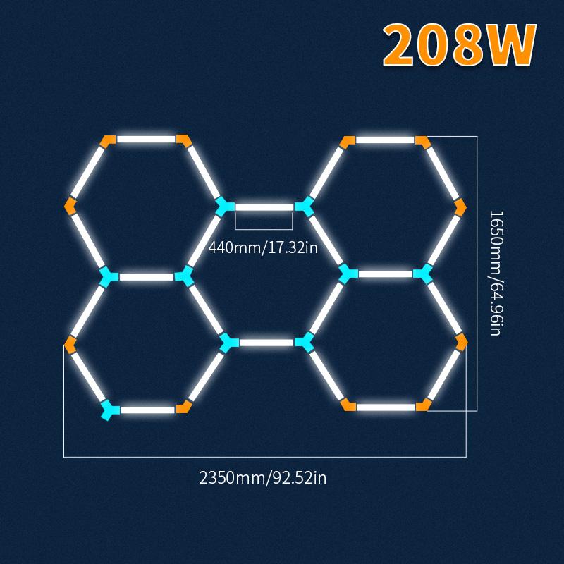 440mm Hexagonal Honeycomb LED Lamp 85-265V 6500K Ultra-bright And Energy-saving Gym Car Beauty Station Lamp