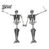 Long Draped Skull Earrings 1 Pair Gothic Skeleton for Women Spooky Articulated Dangle Jewelry Punk Halloween Party Costume Accessories Niche