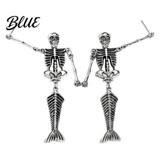 Long Draped Skull Earrings 1 Pair Gothic Skeleton for Women Spooky Articulated Dangle Jewelry Punk Halloween Party Costume Accessories Niche