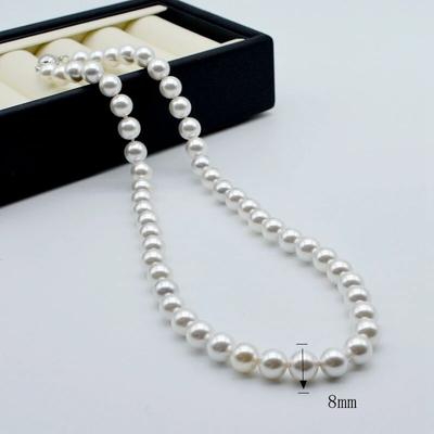 Women's Necklace 8mm Mother Of Pearl Necklace White Round Ocean Mother Of Pearl Necklace High Gloss Short Necklace