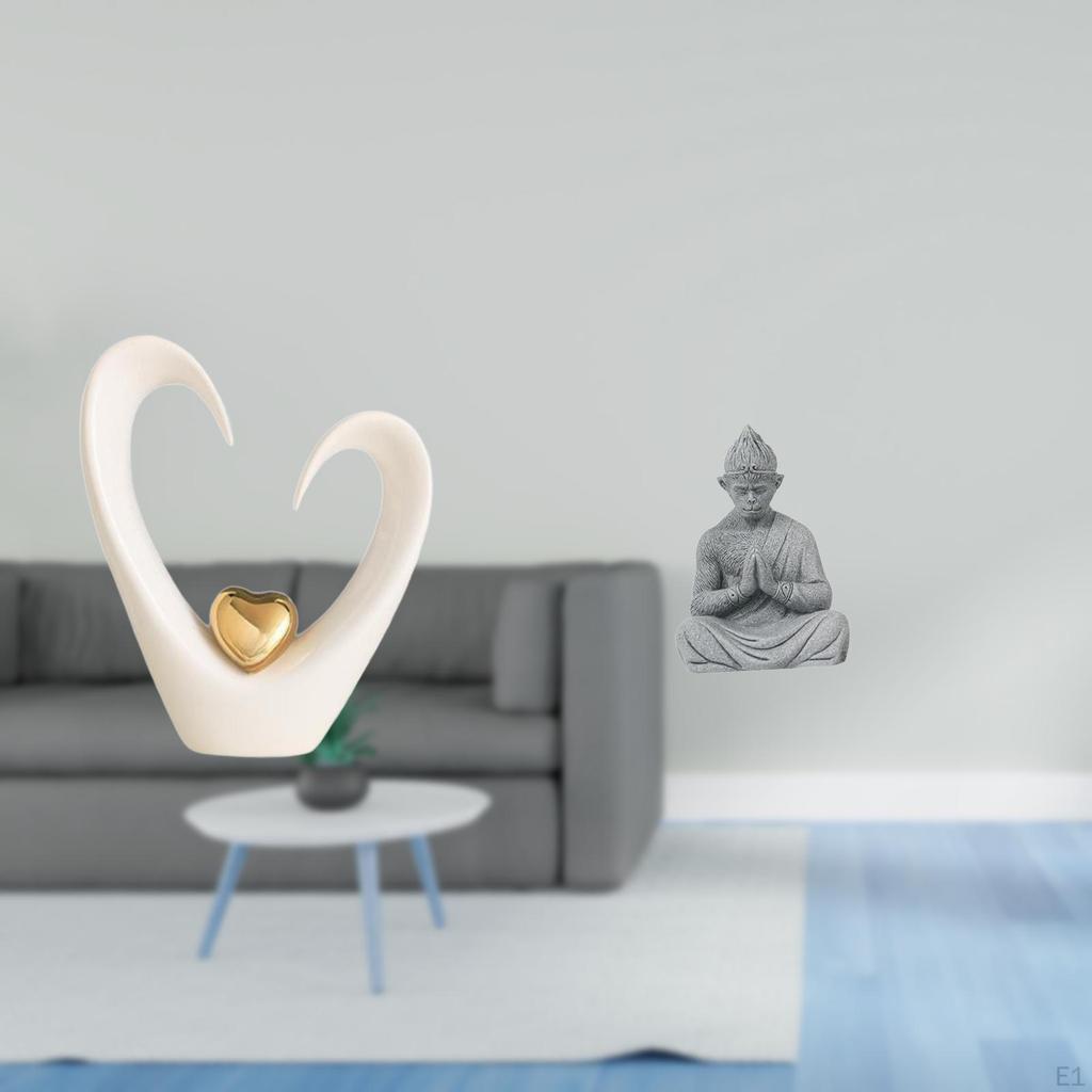 Heart Sculpture Desktop Ornament Collectible Minimalist Decorative Figurine Modern Buddha Statue for