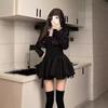 Rich family daughter high-end flower bud dress women's autumn small black dress birthday small gift dress princess fluffy short skirt