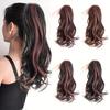 Elegant Highlights Color Synthetic Fiber Ponytail Claw Clip In Hair Extensions For Women 14 Inch Wavy Fountain Ponytail