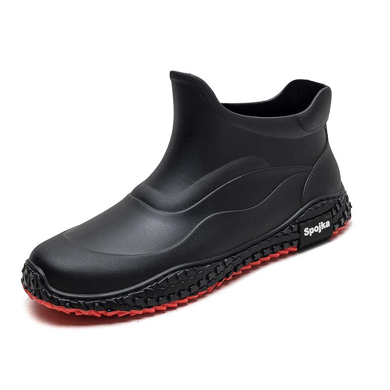 Fashion Rain Shoes Men's Short Tube Waterproof and Non-slip Rain Boots Thickened Bottom Wear-resistant Rubber Shoes Outdoor Work Kitchen