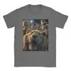 Men T-Shirts Funny Lion Selfie With Scarecrows Novelty Cotton Tee Shirt Scary Halloween T Shirt Crewneck Merchandise Plus Size