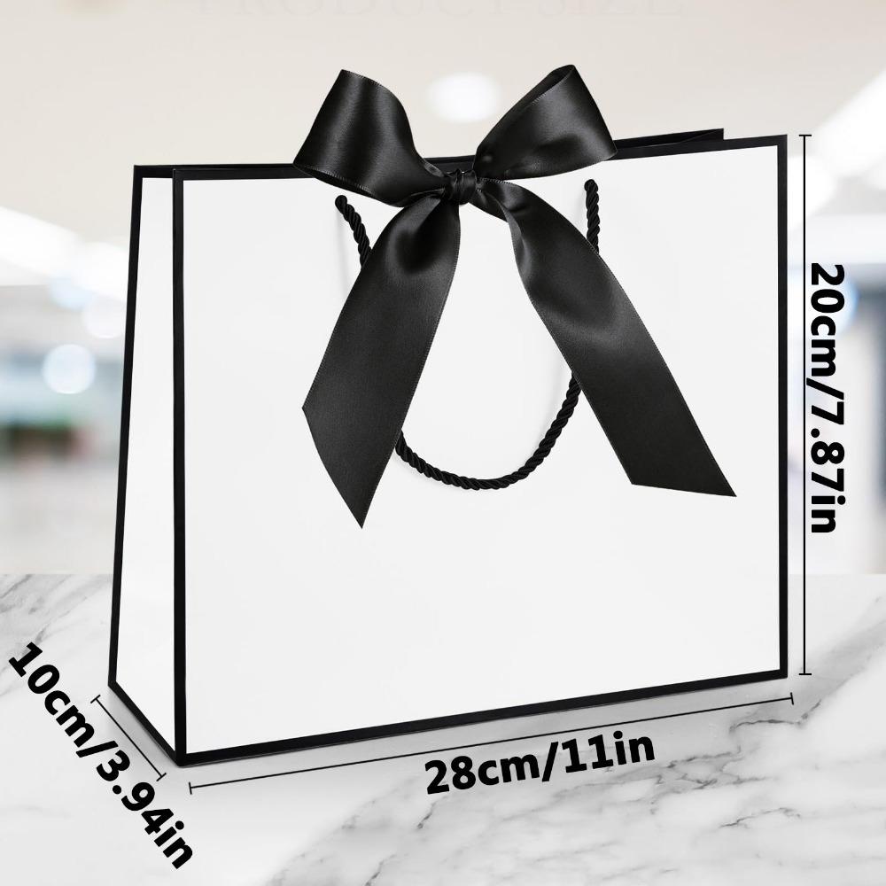 10pcs Ribbon Bow Gift Bags with Twine Handles Paper Bags with Black Ribbon Shopping Bags for Birthday Wedding Christmas Housewarming  Anniversary