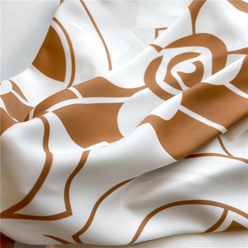Luxury Women 90x90CM New Twill Satin Big Square Scarf Shawl Floral Printed Design Summer High Quality Ladies Sunscreen Scarves