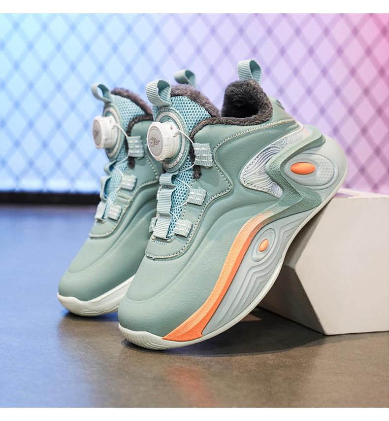 Chaussures de Basketball d'Hiver 2025 pour Garçons en Coton - Doublure en Velours, Antidérapantes, Résistantes à l'Usure, Chaudes, Chaussures de Sport pour Grands Enfants