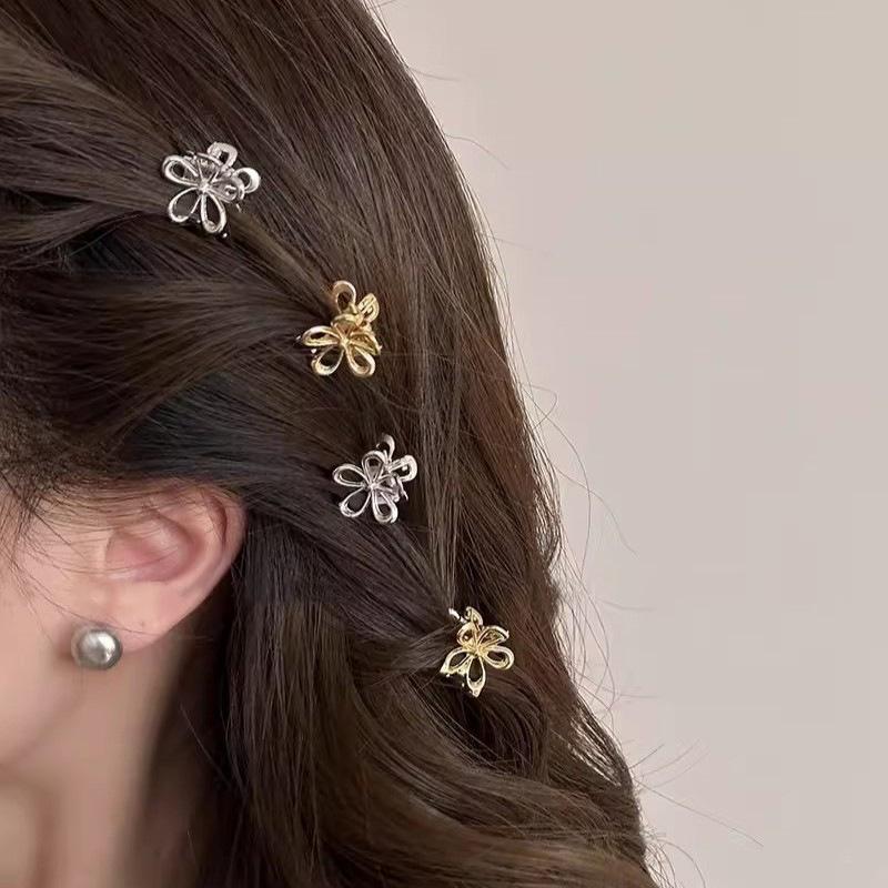 10Pcs Mini Metal Hair Claw Clip Gold Silver Flower Butterfly Small Shark Clips Ins Korean Headwear For Women Hair Accessories