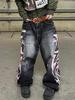 Jaded London American Retro Print Wide-Leg Denim Pants
