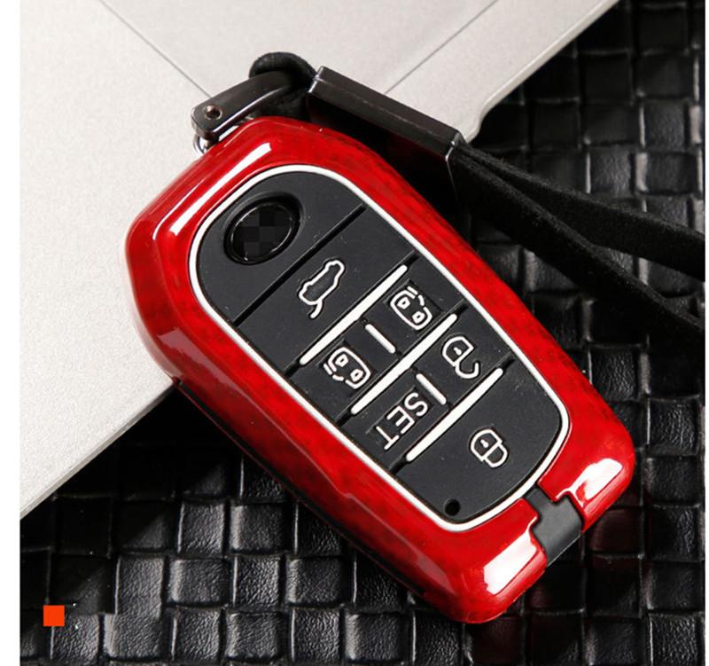 Alloy Carbon Fiber Car Key Cover Case 6 Buttons For Toyota Alphard Vellfire 30 Ah30 ~  Keychain Ring Accessories