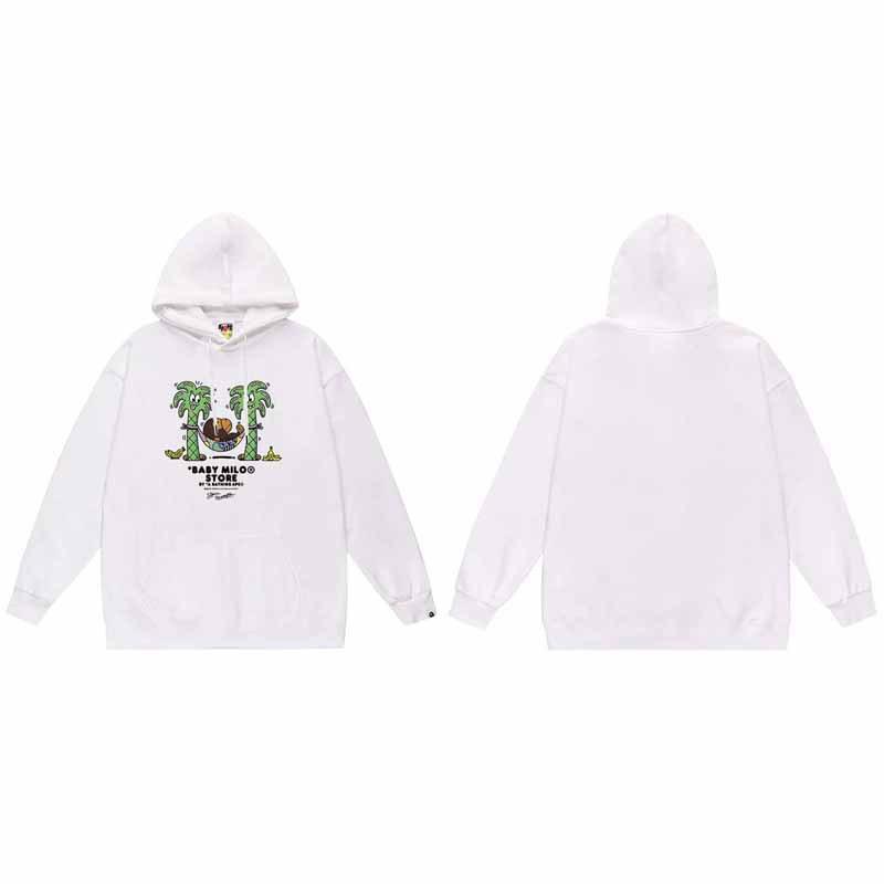 Mens Oversized Hooded Sweatshirt With Ape Head Print Heavyweight Cotton Long Sleeve Pullover Daily Wear