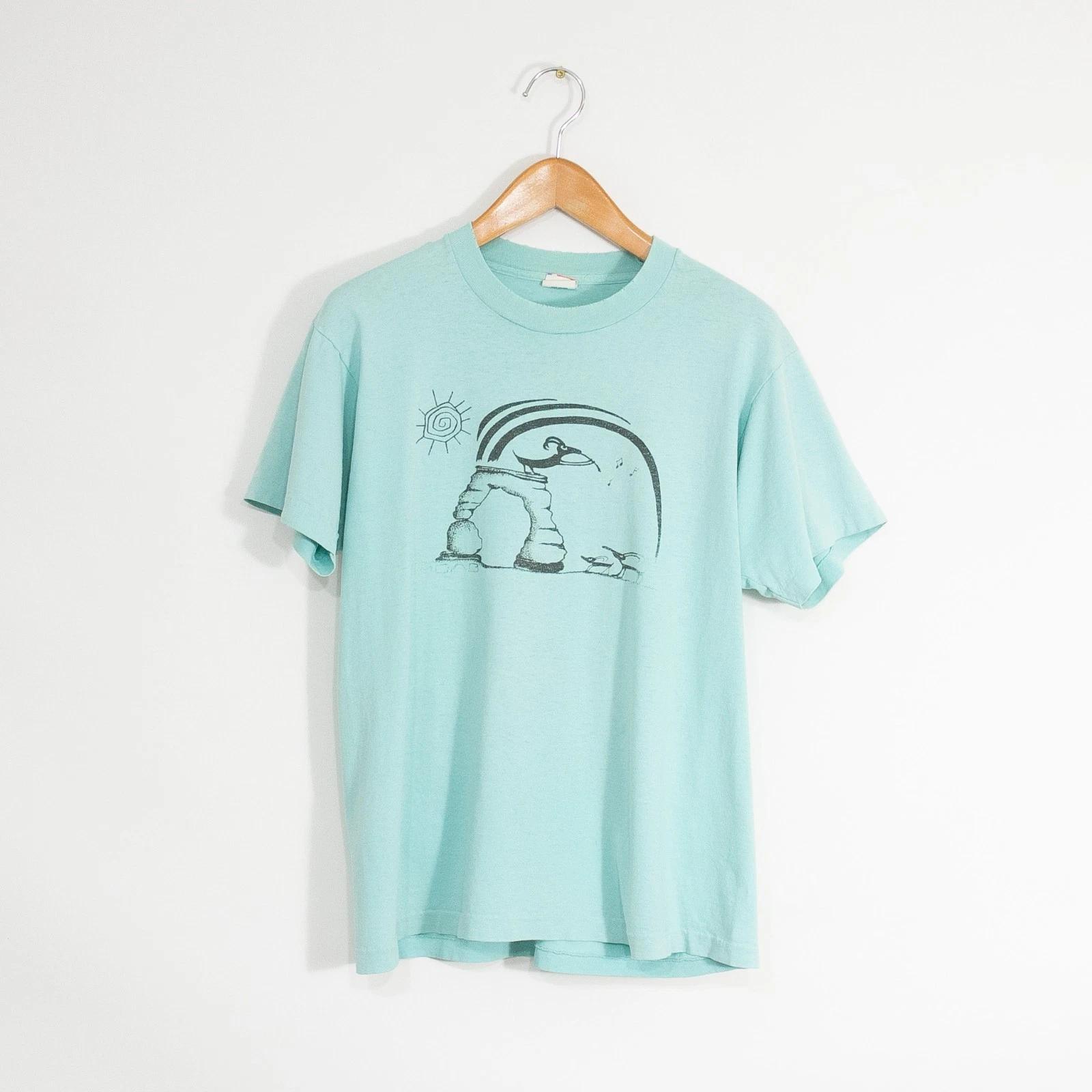 Vintage 90s Moab Utah T Shirt Mens Large - Single Stitch Distressed Art Drawing 2XL