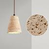 Pendant Lamp with Wooden Top Rustic Minimalism Stone Organic Lighting Fixture for