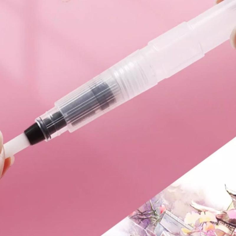 3 Pieces Large Capacity Watercolor Paint Brushes Refillable Art Brush Pen Flexible Nylon Bristles Portable Art Supplies